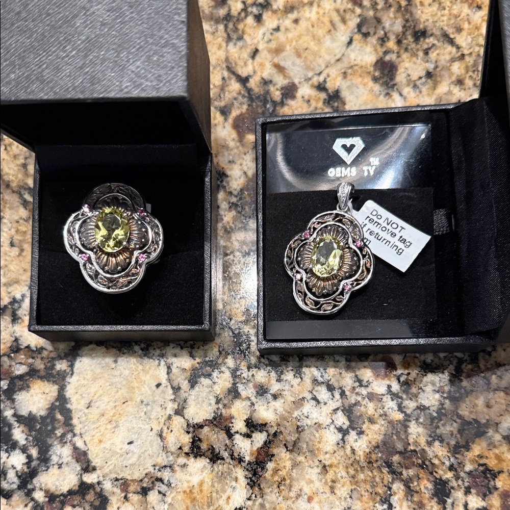 JTV vintage sterling silver ring and pendant set